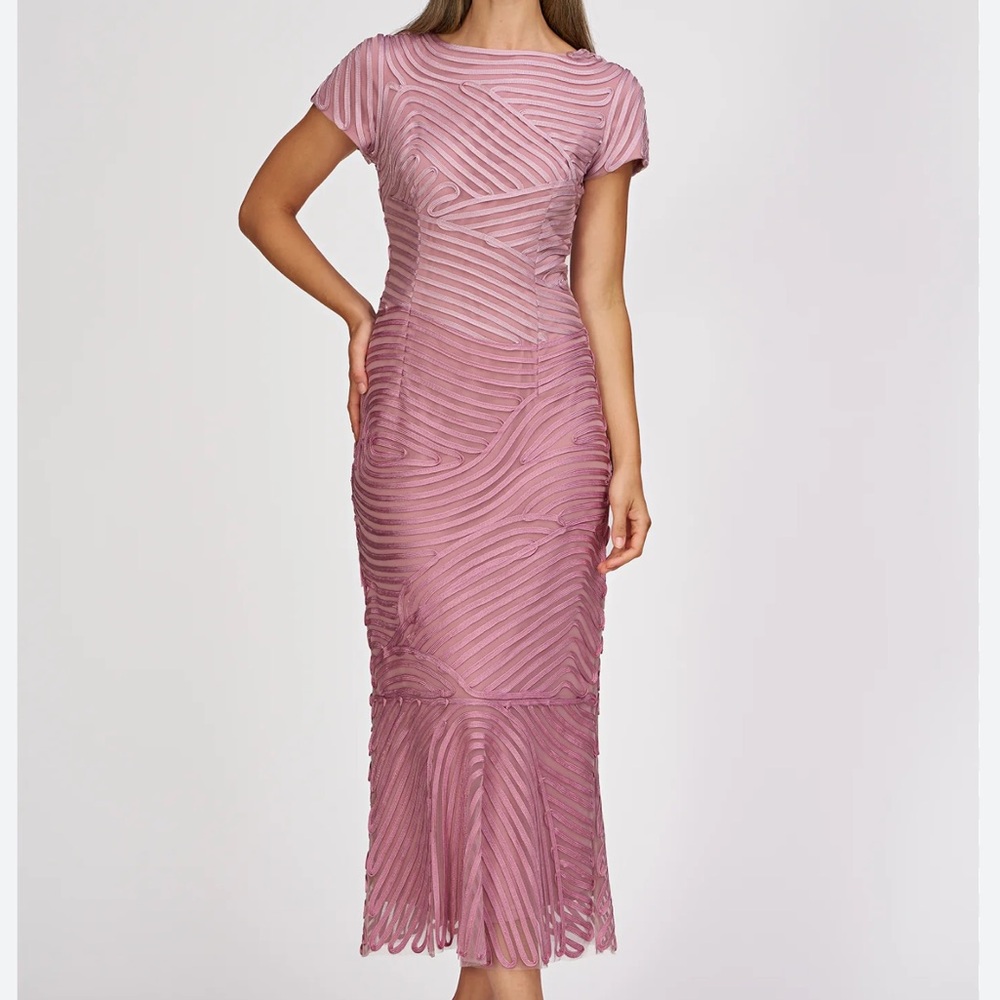 JS Collections Julianna Pink Ombre Embroidered Midi Dress Size 6 NWT